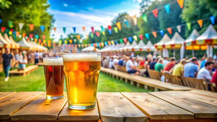 Vibrant outdoor beer festival with diverse selection of beers from around the world , international, beer, day