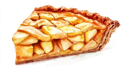 Watercolor set of apple pies and blueberries tarts,traditional pastries and delicious pie,hand painted triangular slice,thanksgiving,autumn season,Hand-drawn vector illustration,menu pattern.