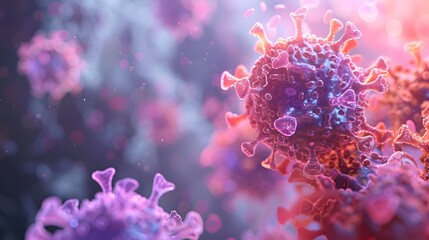 Cells Infected with Illness - 3D Microscopic Medical Visualization