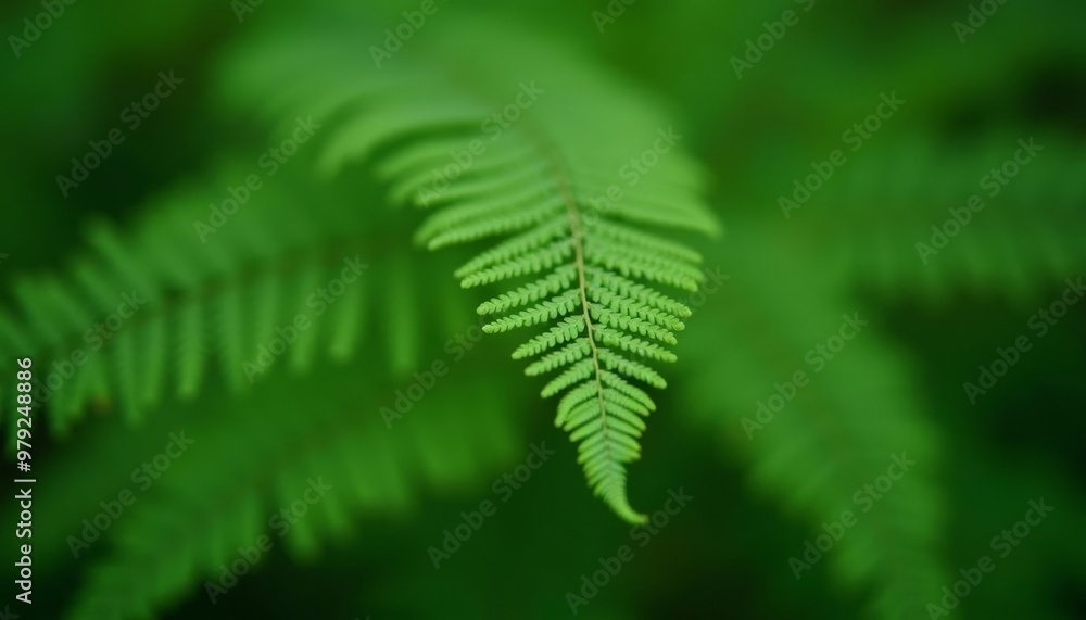 Poster  Vibrant green fern leaves in closeup