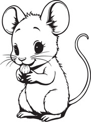 Obraz premium A desert mouse nibbling on a small seed with a black and white outline 