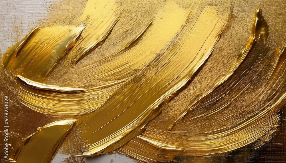 Poster closeup of a canvas with textured background and abstract gold brush strokes