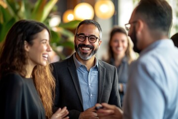 Business people are smiling and chatting person office social.