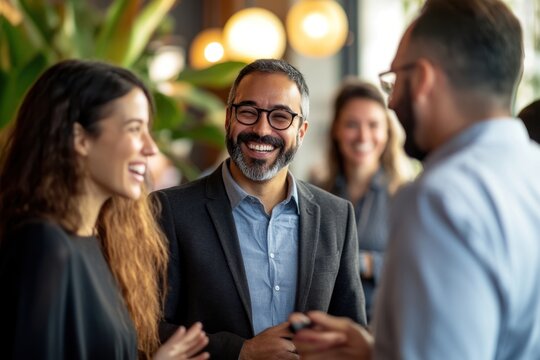 Business people are smiling and chatting person office social.