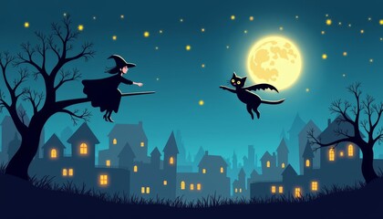  Midnight magic with a witch and her feline friend