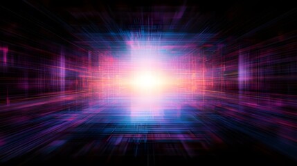 Obraz premium Abstract Purple and Blue Digital Grid Background with Bright Light