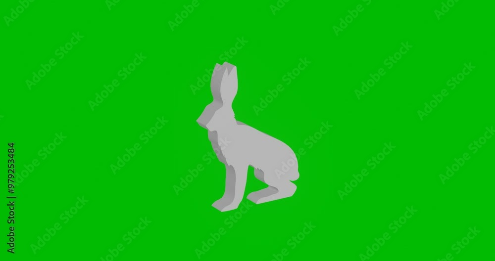 Poster animation of rotation of a white hare symbol with shadow. simple and complex rotation. seamless loop