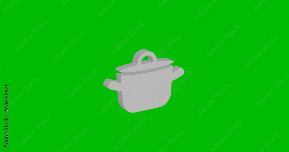 Poster animation of rotation of a white pot symbol with shadow. simple and complex rotation. seamless loope