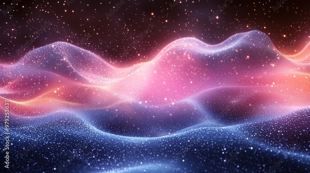 Aufkleber abstract waves of light and color undulating in a cosmic space environment during nighttime