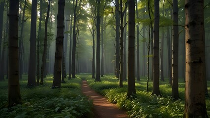 Obraz premium Excellent forest in Augsburg ( close to Botanical garden) , Bavaria land of Germany. Generative AI