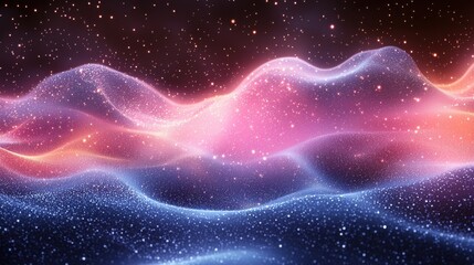 Obraz premium Abstract waves of light and color undulating in a cosmic space environment during nighttime