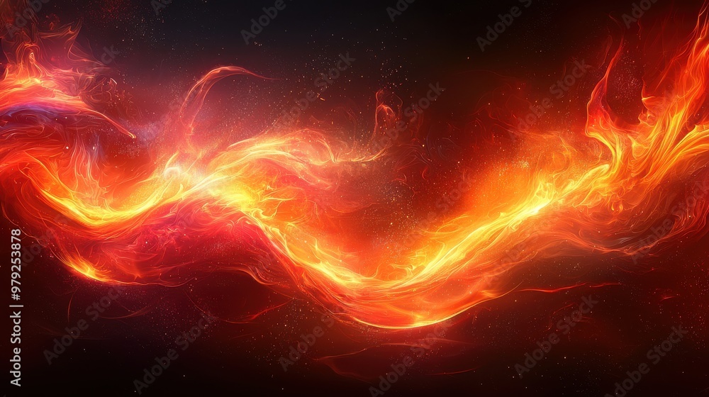 Aufkleber vibrant abstract depiction of swirling flames against a dark background creating a dynamic visual of