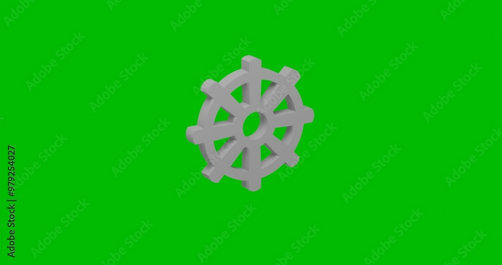 Poster animation of rotation of a white wheel symbol with shadow. simple and complex rotation. seamless loo