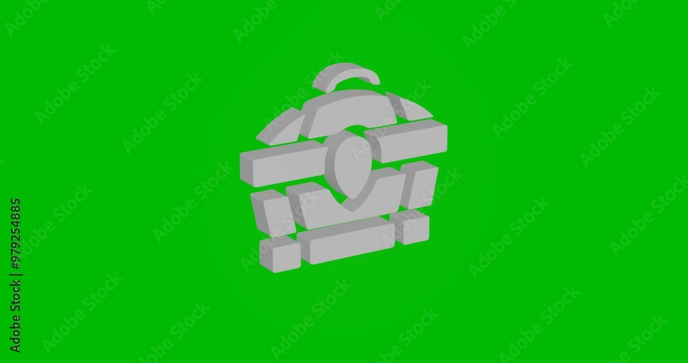 Poster animation of rotation of a white treasure chest symbol with shadow. simple and complex rotation. sea