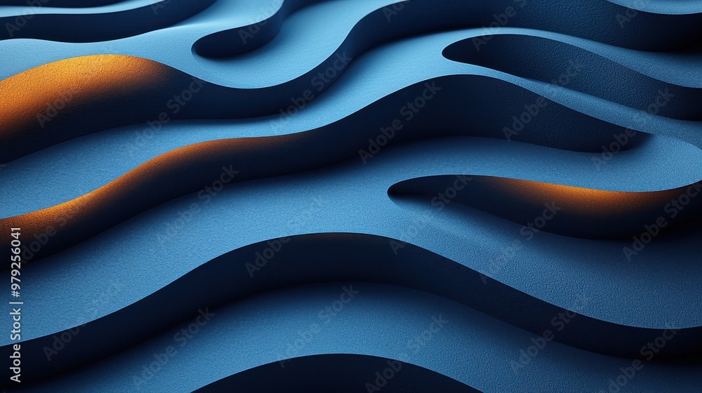 Aufkleber textured blue surface with flowing curves illuminated by subtle lighting in a creative design concep