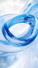 Fototapeta premium Blue Transparent Swirl with Clean Background in C4D Style
