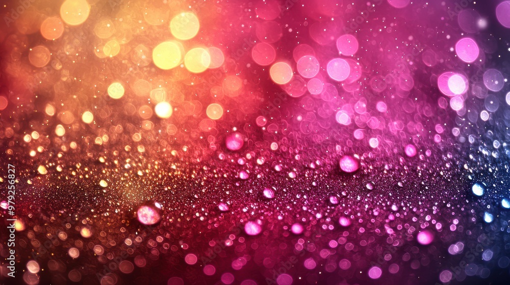 Aufkleber a vibrant display of colorful bokeh lights and droplets creating a dynamic and enchanting atmosphere