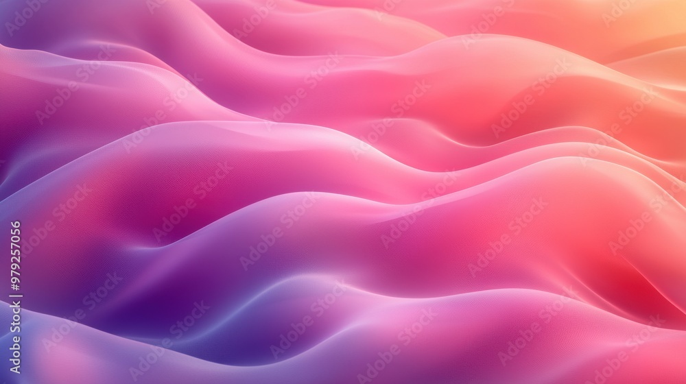 Aufkleber soft flowing waves of color create a serene abstract landscape with gentle gradients blending pink, 