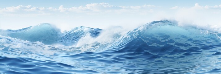 Waves crashing against each other under a blue sky at a coastal area during a sunny day