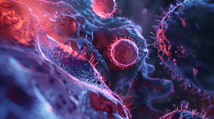 Diseased Cells in Organism - 3D Microscopic View