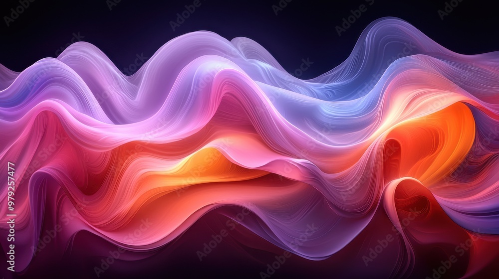 Poster vibrant swirling abstract waves of color flow across the canvas in a dynamic display of movement and