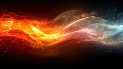 Colorful swirling flames and smoke patterns create a mesmerizing abstract background design in dynamic motion