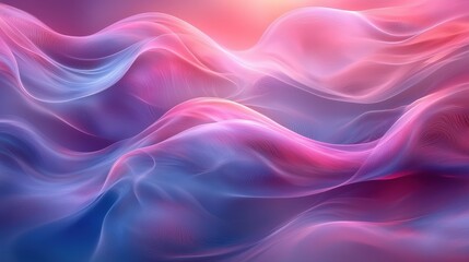 Obraz premium Colorful abstract waves flowing in a serene blend of pink and blue hues during sunset