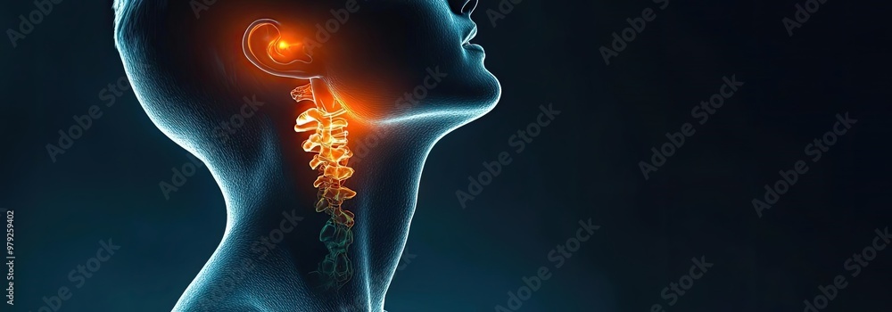 Poster a conceptual image of a human head with glowing neural pathways, representing brain activity and cog