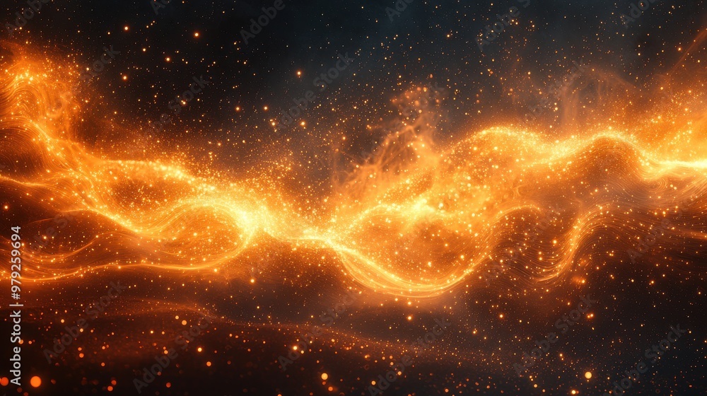 Poster vibrant orange flames swirl dynamically against a dark backdrop, creating a mesmerizing display of l