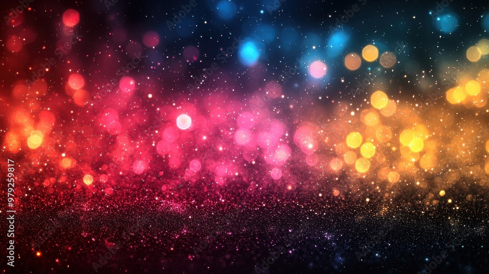 Poster vibrant display of colorful bokeh lights creating a magical atmosphere during a nighttime event
