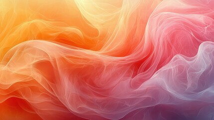 Obraz premium Colorful wisps of smoke blend beautifully in a warm gradient of orange, pink, and red, creating an abstract artistic display