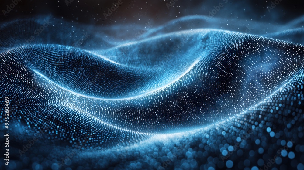 Poster digital waves of blue light create a mesmerizing abstract landscape filled with depth and movement i
