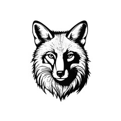 Head of a fox vector illustration | Fox silhouette on white background
