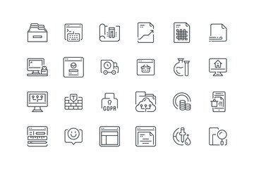 Browser, Coding, Computer, Desk, Development, set of icons for web design, vector illustration
