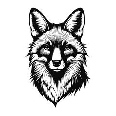 Fox head Vector Illustration | Silhouette of a fox head black and white 