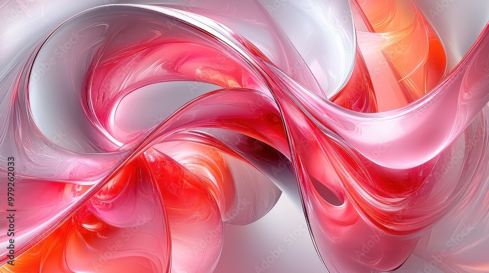 Poster abstract swirls of red and pink colors intertwine gracefully against a soft background in an artisti