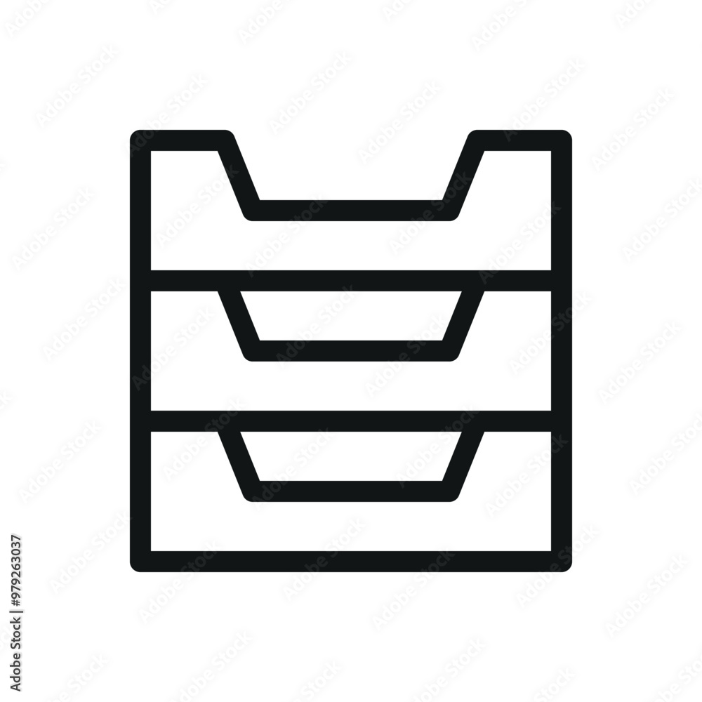 Poster stacked crates isolated icon, heavy duty stacking and nesting crates vector icon with editable strok