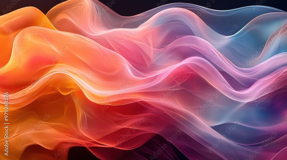 Poster vibrant waves of color blend seamlessly in an abstract representation of movement and fluidity