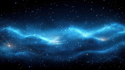 Obraz premium Vivid cosmic waves illuminated by distant stars create a mesmerizing panorama of the universe's depths and beauty in a dark expanse