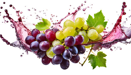 grapes Splashes. Generative AI.