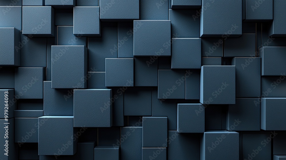 Aufkleber abstract arrangement of blue cubes on a textured wall surface, creating a striking visual effect in 