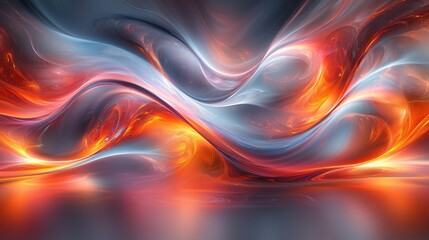 Naklejka premium Vibrant abstract waves of orange and blue swirling in dynamic patterns create a mesmerizing visual experience
