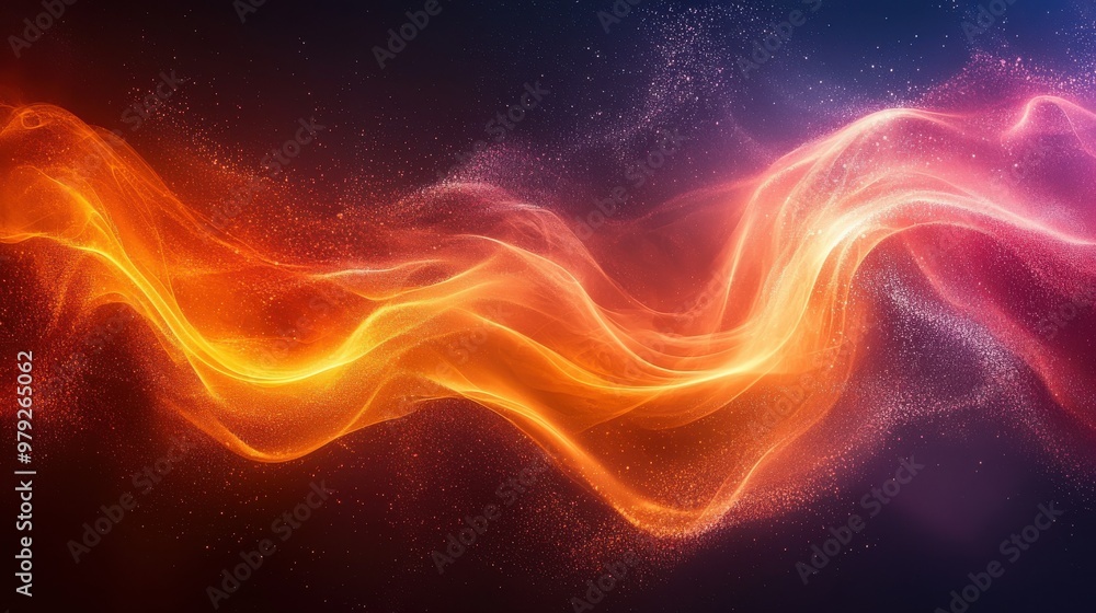 Aufkleber dynamic abstract waves of orange and purple light swirling against a dark background, creating a cap