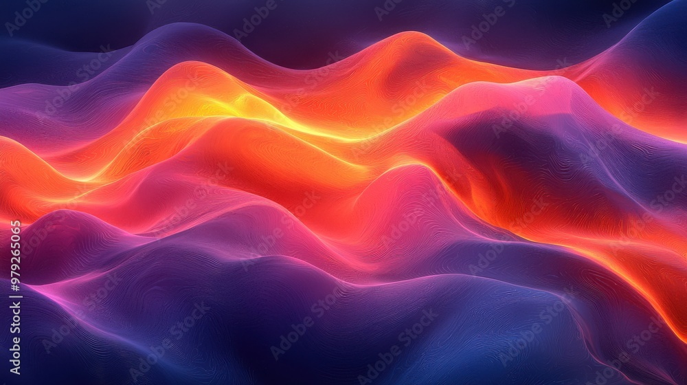 Poster vibrant waves of light and color undulating smoothly in a mesmerizing abstract digital artwork