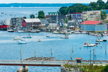 Coastal city of Belfast and historic seaport, Atlantic coast of Maine, New England. USA