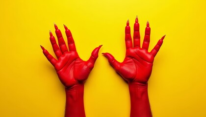  Eerie Red Claws Against Yellow Background