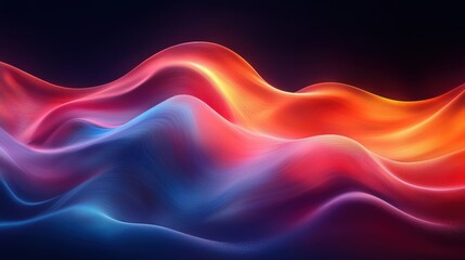 Fototapeta premium Abstract waves of vibrant colors flowing gently in a dreamy landscape at twilight highlighting blue and red hues