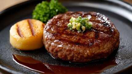 Fototapeta premium Japanese style hamburger steak (hamburg steak)