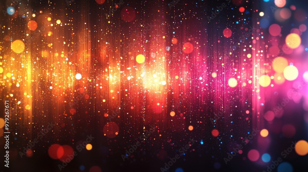 Poster colorful abstract sound wave pattern illuminated with bright lights creating a vibrant and dynamic v