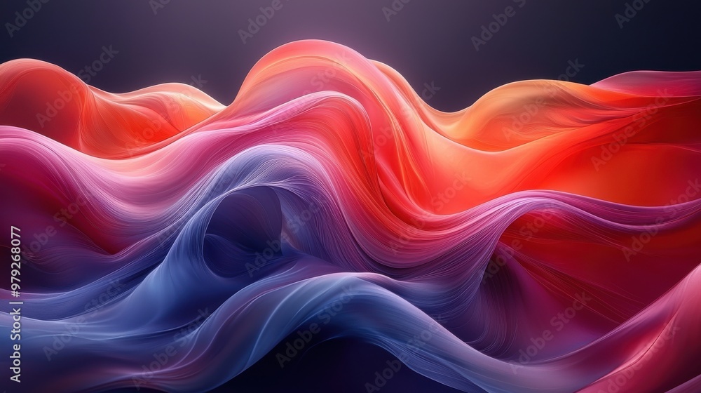 Poster colorful waves of fabric-like textures blend seamlessly in an abstract composition showcasing vibran